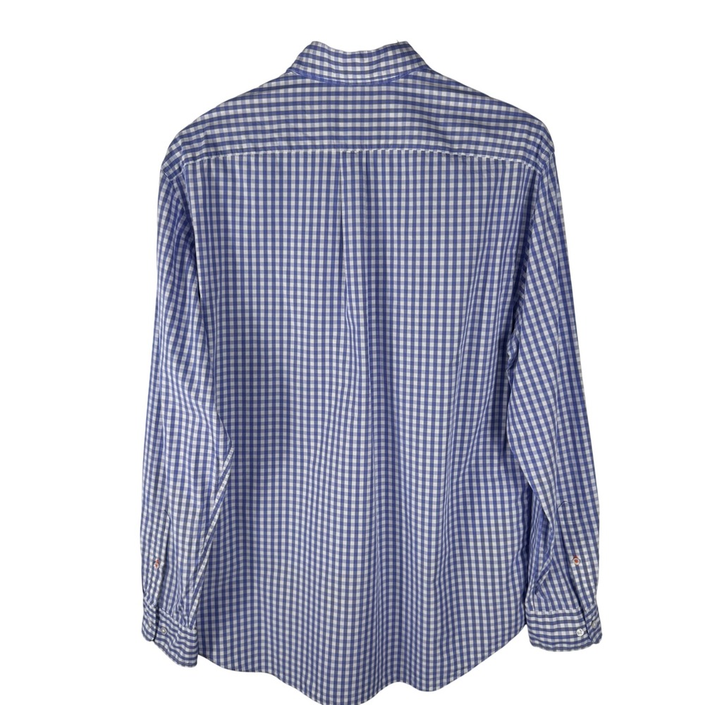 J.McLaughlin Shirt Mens L Blue White Gingham Cotton Button Down - Picture 8 of 8
